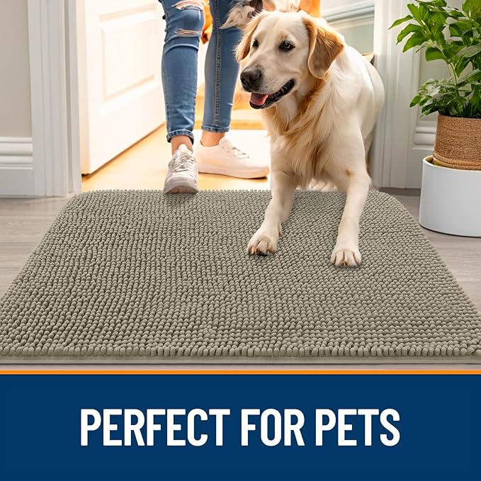 OLANLY Dog Door Mat for Muddy Paws 40x32, Super Absorbent Chenille Mud Mat | - Image 6