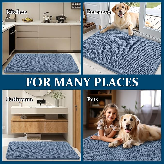 OLANLY Dog Door Mat for Muddy Paws 36x24, Super Absorbent Chenille Mud Mat | - Image 8
