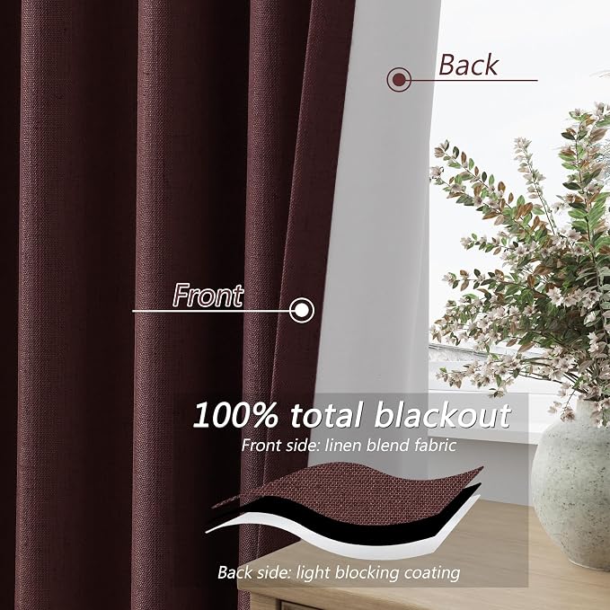 100% Blackout Curtains 90 Inch Length 2 Panels Set - Image 5