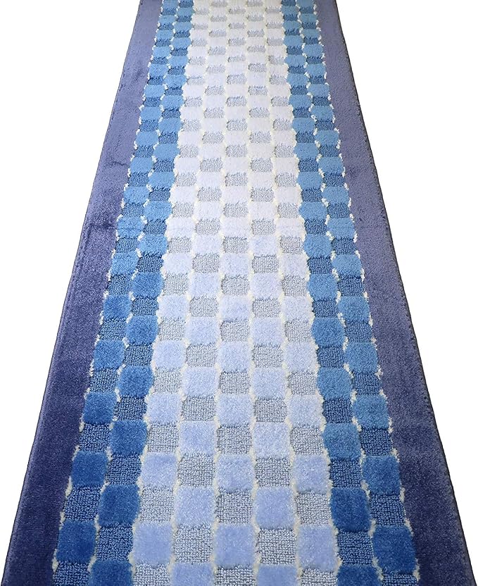 28 Ft Blue Extra Long Hallway Runner Rug, Custom Size, Non Slip Washable | - Image 6