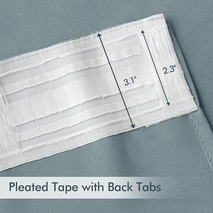 MIULEE Slate Blue Back Tab Blackout Curtains 52x72 Inches Long 2 Panels Set | - Image 4