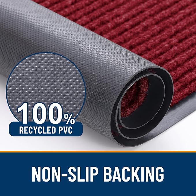 OLANLY 2-Pack Front Door Mats 47x23, Waterproof Heavy-Duty Doormats | Wine Red - Image 3