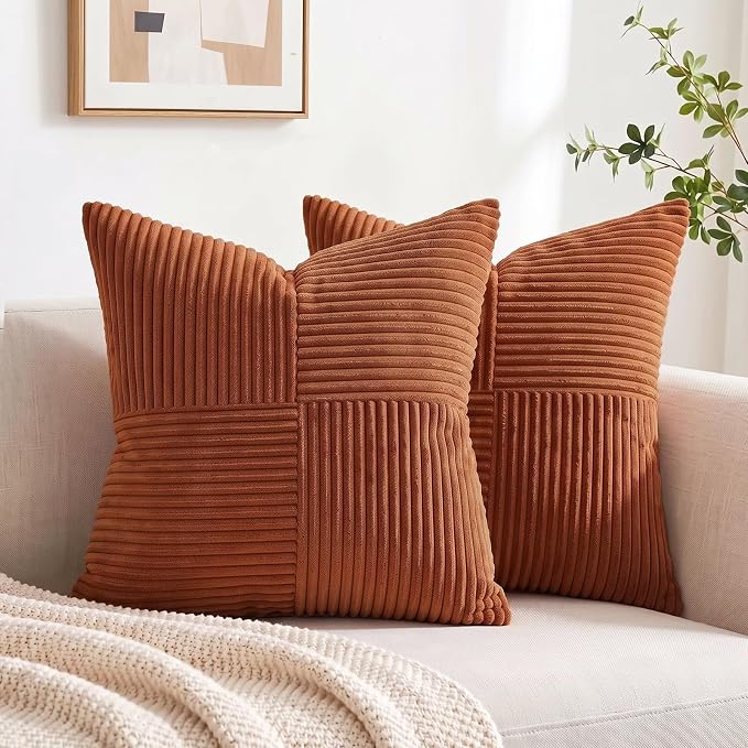 Fancy Homi 2 Packs Rust Euro Decorative Throw Pillow Covers 28x28 Inch - Image 7