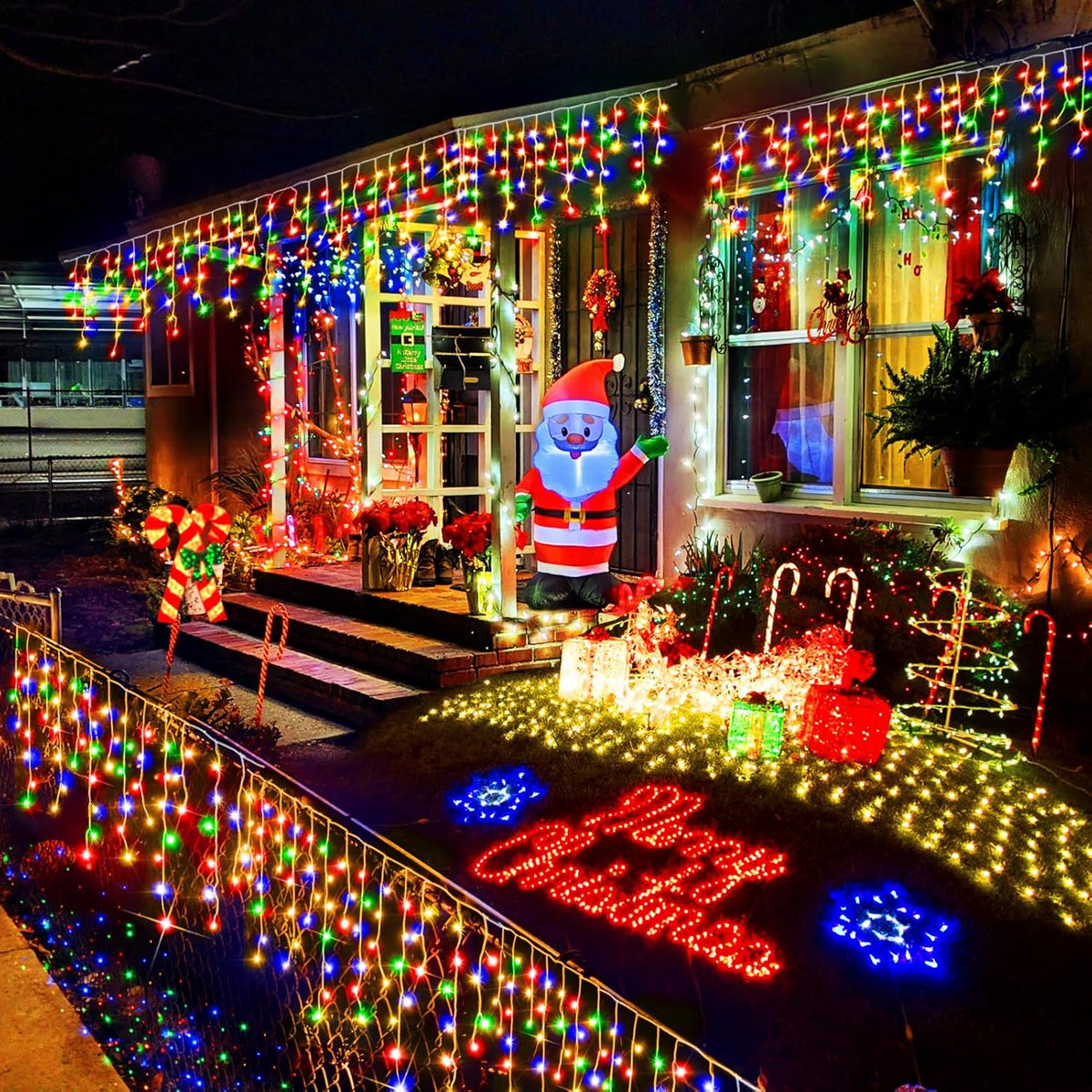 Christmas Lights Outdoor, 49FT 480 LED Ice Lights for Outside, 90 Drops Ice String Lights with 8 Modes, Waterproof Timer & Memory for Outside Decor, Yard, Garden, Eaves, Patio, Party (Multicolor)