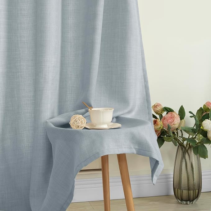 Haze Blue Linen Curtains 95 Inch Length - Image 8