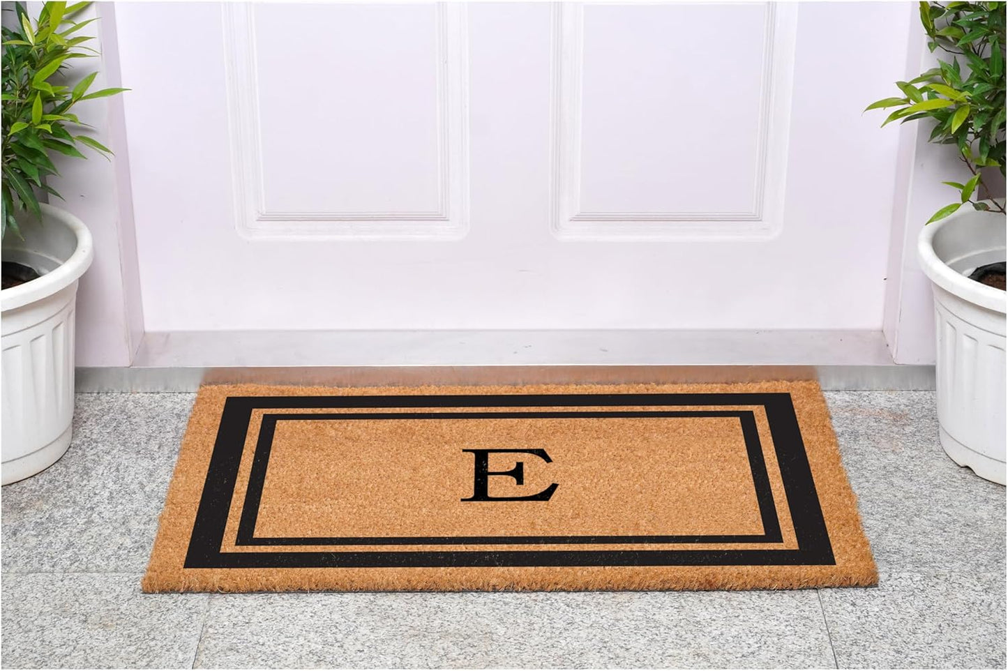 Calloway Mills 152962436E Black Border 24" x 36" Monogram Doormat, (Letter E)