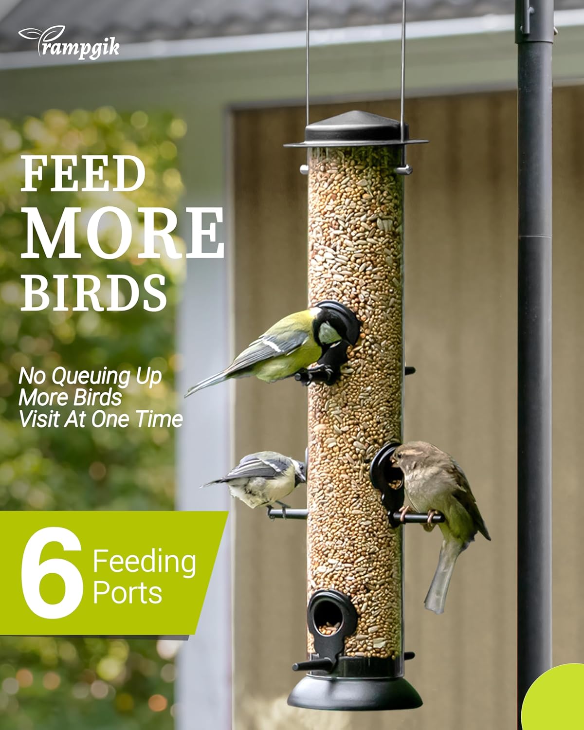 Bird Feeders for Outdoors Hanging,Finch Feeders for Outside,Chew-Proof Hanging Bird Feeder,Rust-Proof Birdfeeder,Squirrel Proof 6 Ports Metal Bird Feeder,14 Inch,1 Pack,Black