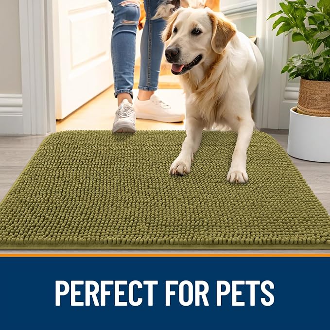 OLANLY Dog Door Mat for Muddy Paws 34x21, Super Absorbent Chenille Mud Mat | - Image 6