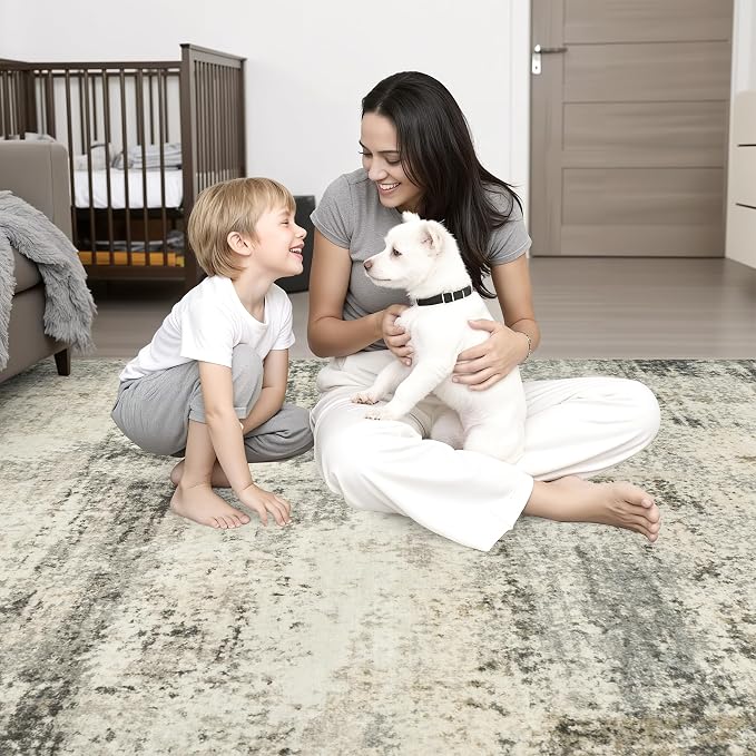 3x14 Washable Runner Rug：Modern Abstract Soft Carpet Ash Brown | - Image 2