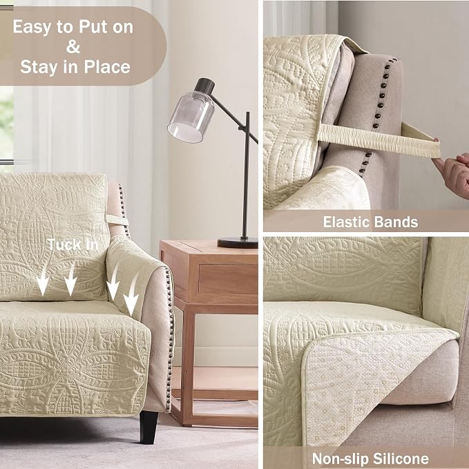 Camel Quilted Recliner Covers, Waterproof Recliner Chair Covers, Lazy Boy Chair - Image 4