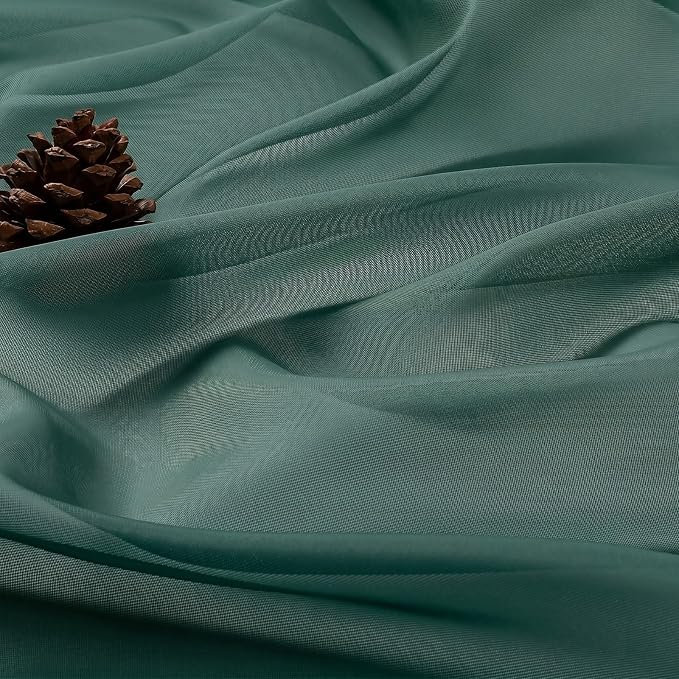 Hunter Green Sheer Curtains 72 Inches Long 2 Panels Set, Light Filtering Sheer - Image 5