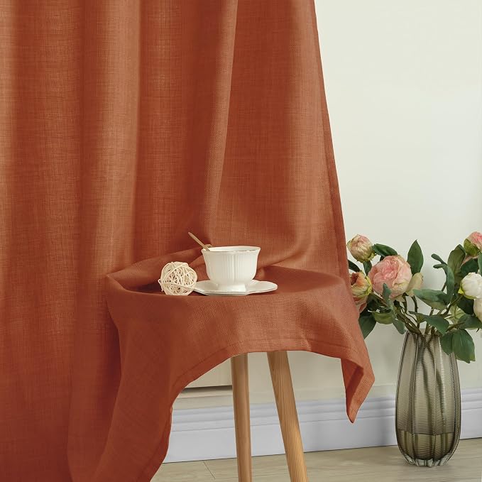 Terracotta Linen Boho Curtains 84 inch Length - Image 8