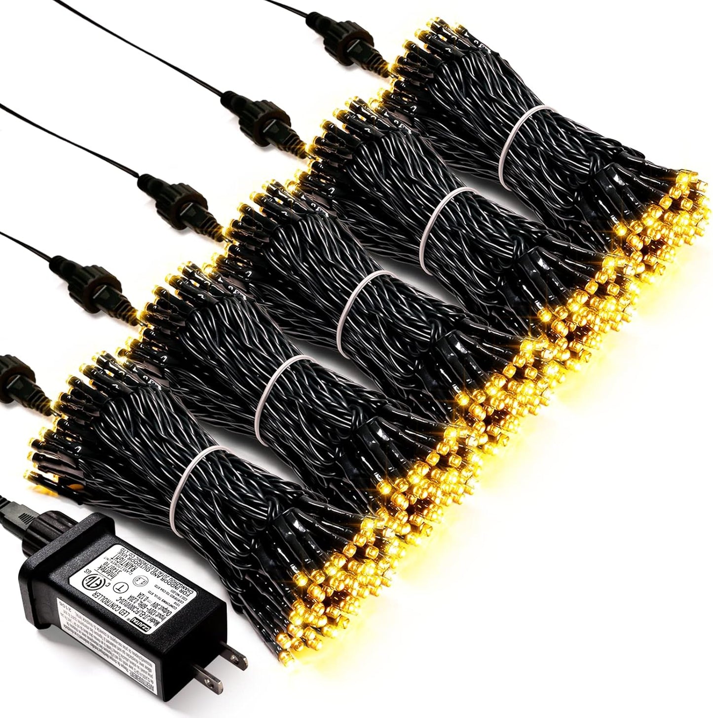 JMEXSUSS 500 LED Warm White Christmas Lights Indoor, 8 Modes Green Wire Christmas Tree Lights Outdoor Waterproof, Twinkle Fairy String Lights Plug in for Xmas Wedding Party Garden Patio