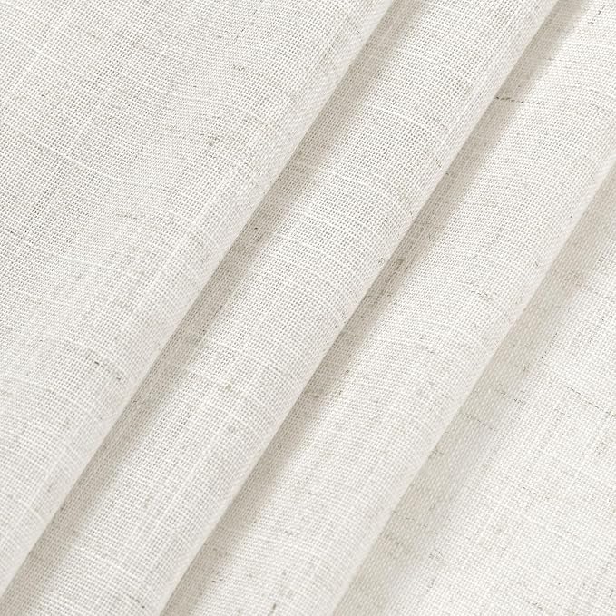 Beige White Linen Curtains for Living Room 94 Inches Long Back Tab and Rod - Image 9
