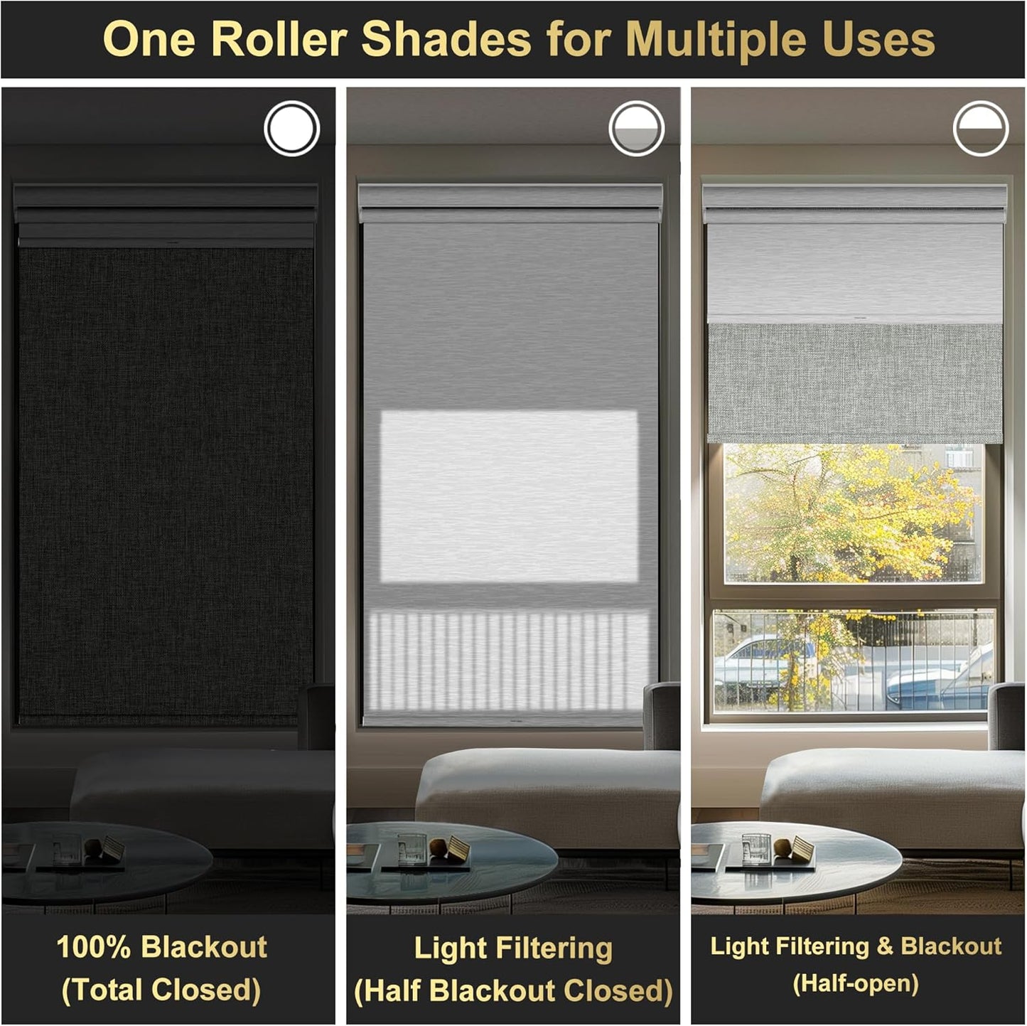 BERISSA Cordless Dual Roller Shades With Cassette Valance, Blackout and Light Filtering, Day and Night for Home Office Door - Linen Grey and White, 63 W x 80" H