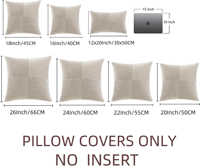 Fancy Homi 2 Packs Neutral Taupe Euro Decorative Throw Pillow Covers 26x26 Inch - Image 7