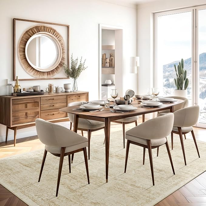 Soalmost Washable Area Rug 10x14 Large Soft Living Room Rugs Beige/Ivory | - Image 8