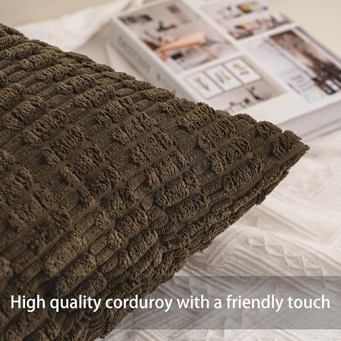 Aegero Pack of 2 Corduroy Decorative Throw Pillow Covers 12x24 Inch - Image 2