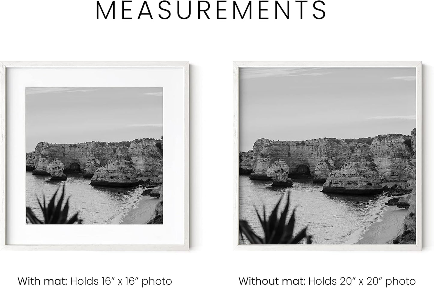 HAUS AND HUES Solid Oak Wood 20”x20” Picture Frames Matted to 16”x16” Set of 4 - White Picture Frames 20x20, 20x20 Square Frames, White Wood Picture Frames with Mat, Square Frames 20 x 20