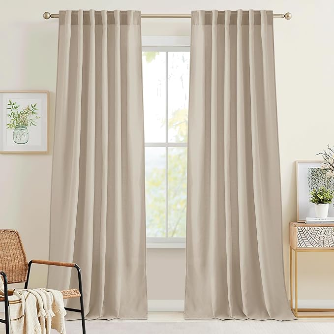 RYB HOME Farmhouse Boho Linen Sheer Curtains 90 inches Long by RYBHOME