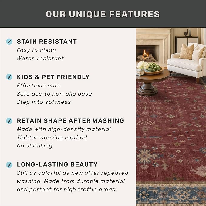 Burgundy 2x4 Washable Entry Rug - Image 7