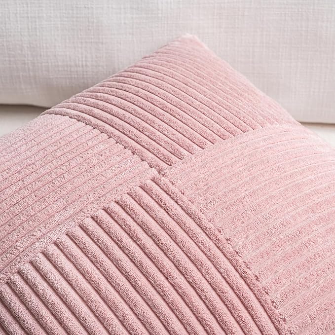 Fancy Homi 2 Packs Blush Pink Decorative Throw Pillow Covers 22x22 Inch - Image 4
