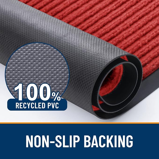 OLANLY Front Door Mat 35x30, Waterproof Heavy-Duty Indoor Outdoor Doormat | Red - Image 3