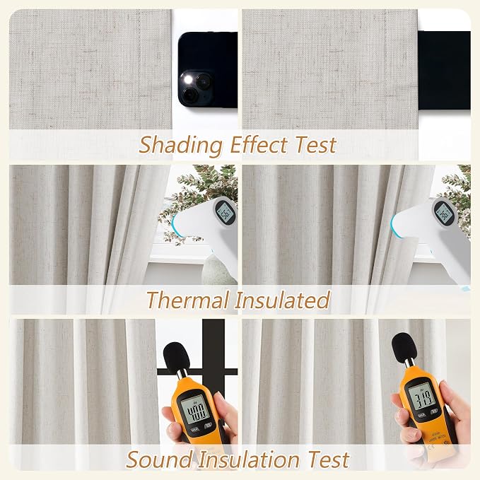 Light Beige Extra Long 100% Blackout Curtains 120 Inch Length 2 Panels Set - Image 5