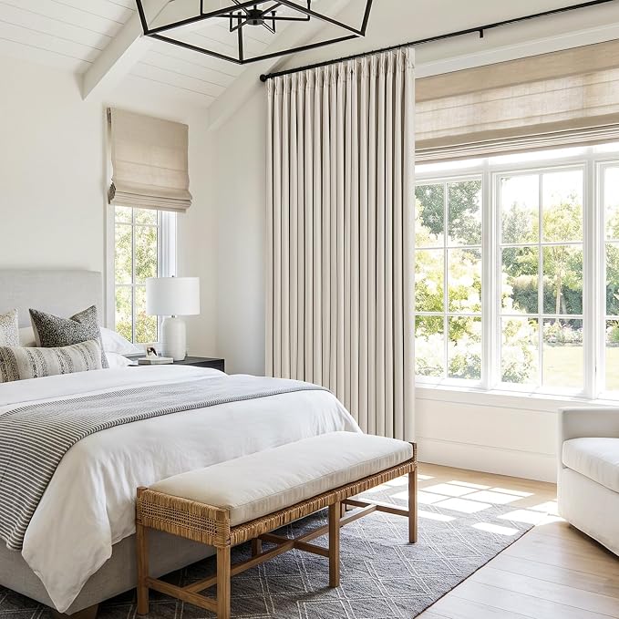 60 Inch Wide Pinch Pleated 100% Blackout Curtains 96 Inches Long, Natural | - Image 6