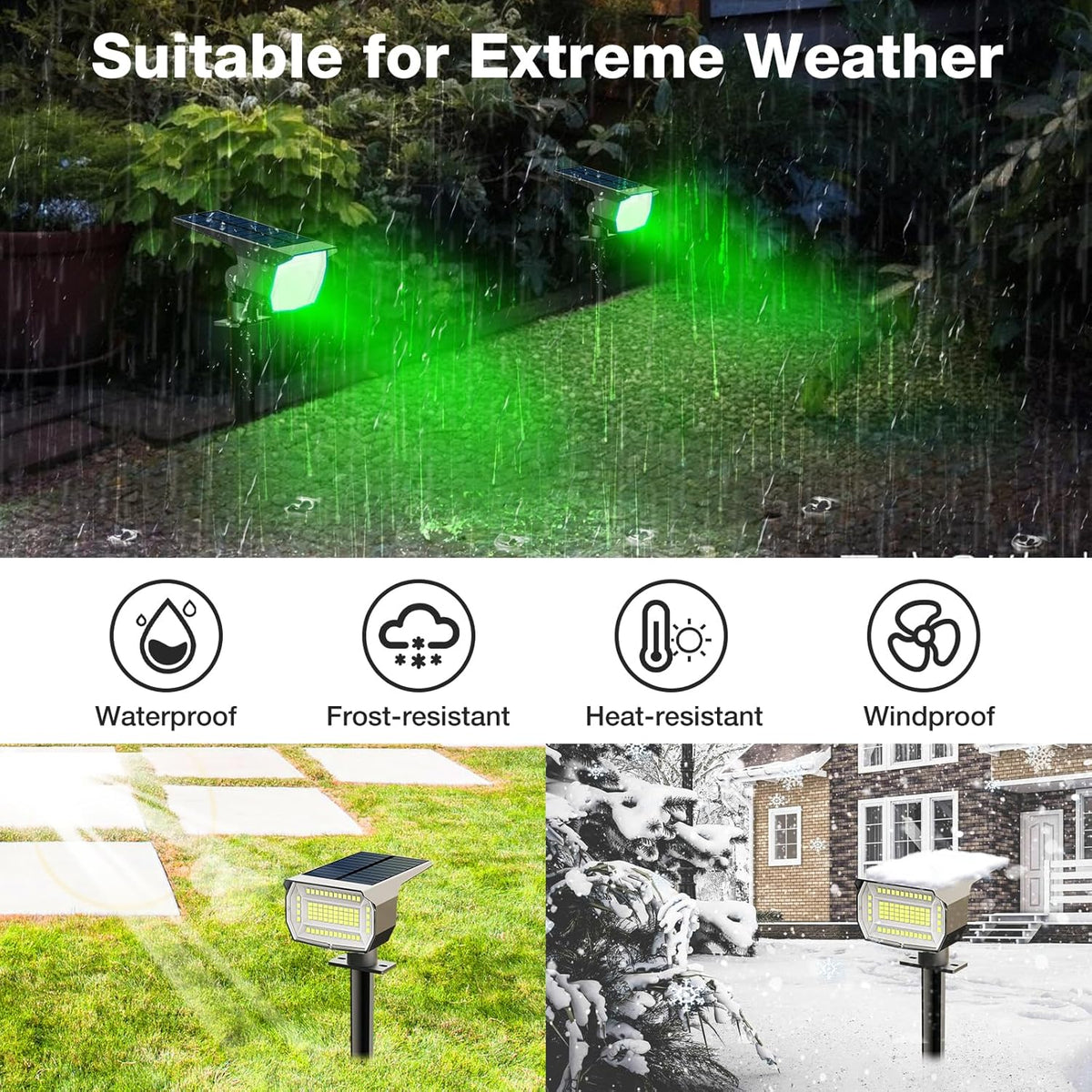 nipify 4 Pack Solar Spot Lights Outdoor, Solar Powered Waterproof Spotlight, Landscape Lighting for Outside Yard Garden Pathway,Green