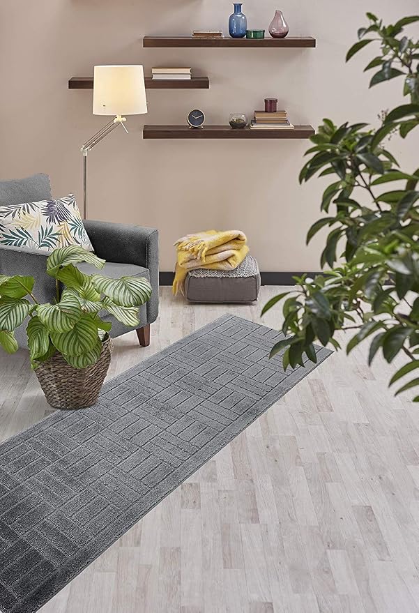 7 Ft Charcoal Hallway Runner Rug Non Slip Washable, Indoor Kitchen Entryway | - Image 5