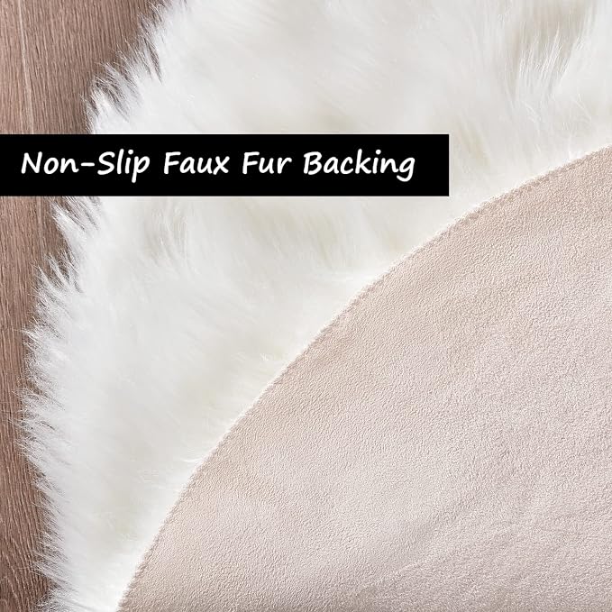 Goolela White Faux Sheepskin Fur Rug 2x6 Fluffy Fuzzy Furry Runner - Image 4