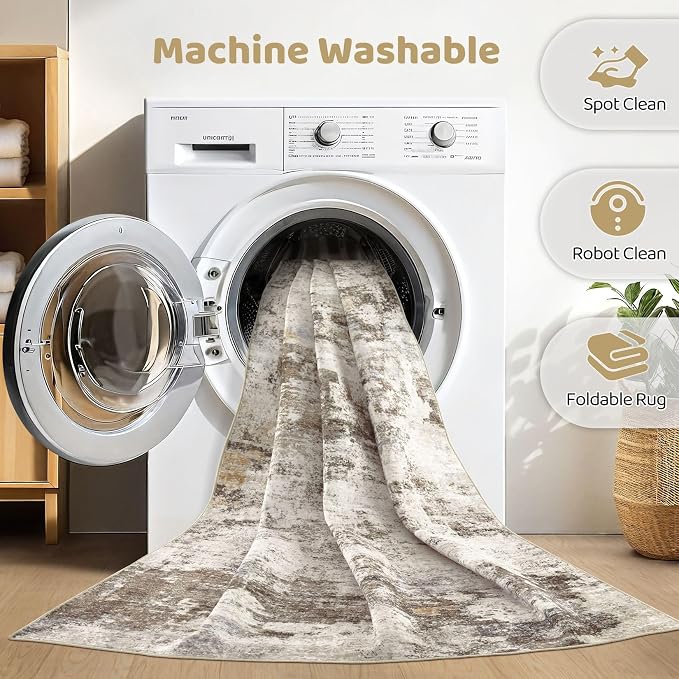 LOONGRUG 8x10 Area Rugs Washable Large Neutral Modern Living Room Rug | - Image 2