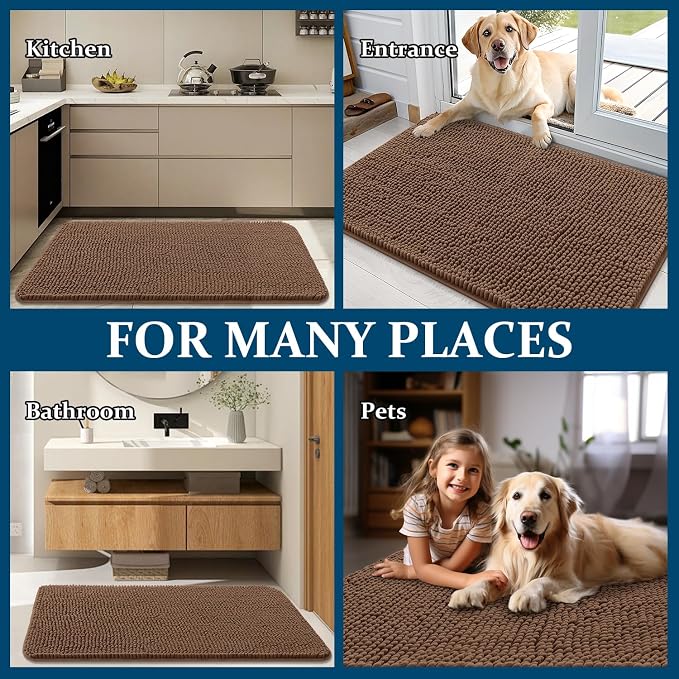 OLANLY Dog Door Mat for Muddy Paws 59x24, Super Absorbent Chenille Mud Mat | - Image 8