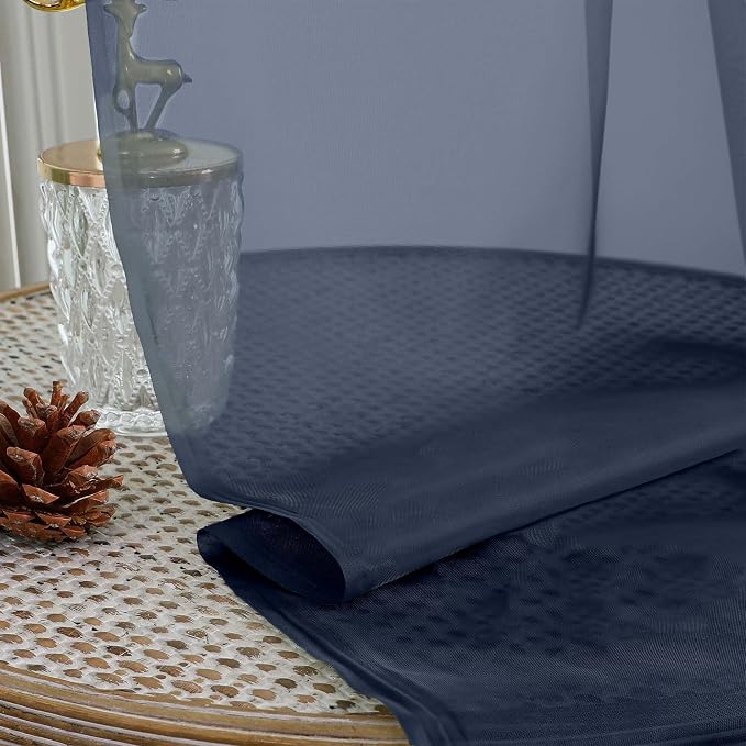 Navy Blue Sheer Curtains 120 Inches Long 2 Panels Set, Airy Lightweight Sheer - Image 5