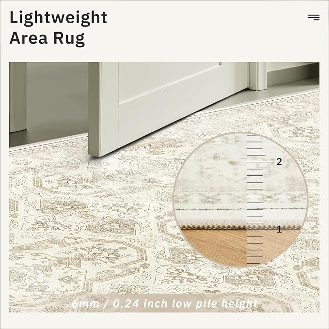 Soalmost Runner Rug 2x8 Washable Hallway Kitchen Runners Beige/Brown | Non-Slip - Image 7