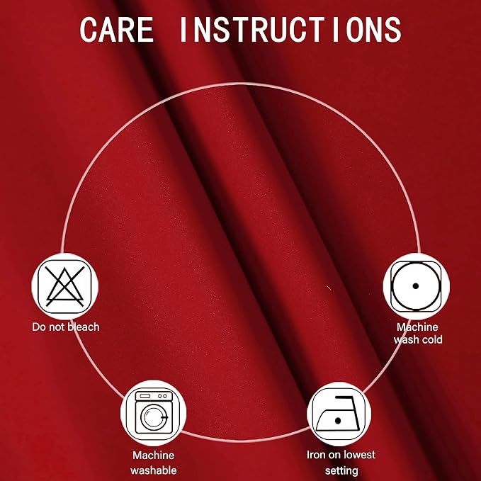 Blackout Curtains 66 x 95 inch/Bright Red Curtains Set of 2 Panels/Thermal - Image 4