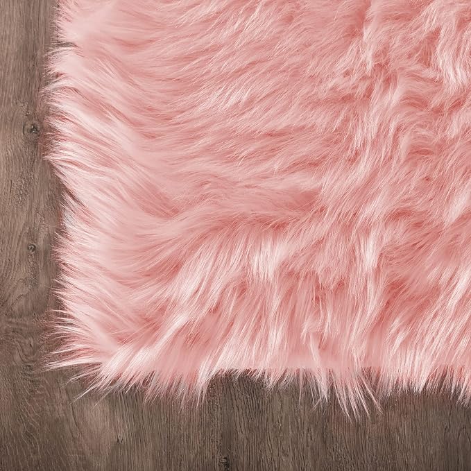 Latepis Pink Fur 5x8 Area Rug for Living Room Bedroom Faux Sheepskin Rugs Fuzzy - Image 5