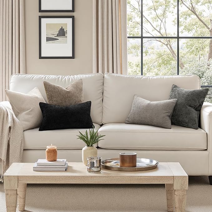 MIULEE Decorative Couch Throw Pillow Covers 22x22 Inch Neutral Beige 2 Pack | - Image 2