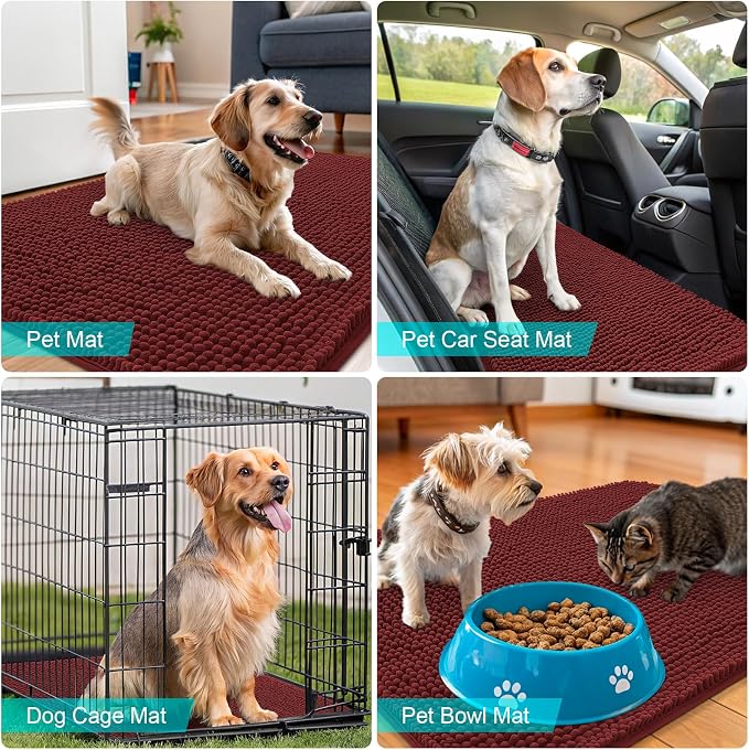 OLANLY Dog Door Mat for Muddy Paws 47x20, Super Absorbent Chenille Mud Mat | - Image 7