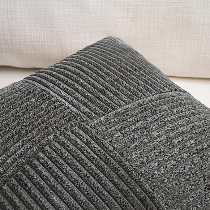 Fancy Homi 2 Packs Dark Gray Samll Decorative Throw Pillow Covers 12x12 Inch - Image 3