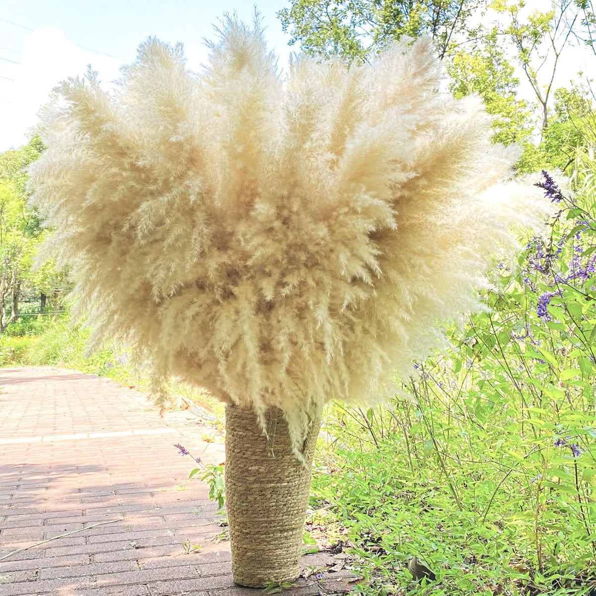 40" 22PCS Dried Pampas Grass Decor Tall,Large Natural Beige pompas Grass Tall Pampas Grass for Floor Vase,Wedding,Party,Farmhouse,Boho Home Decor,and Creating a Bohemian Ambiance