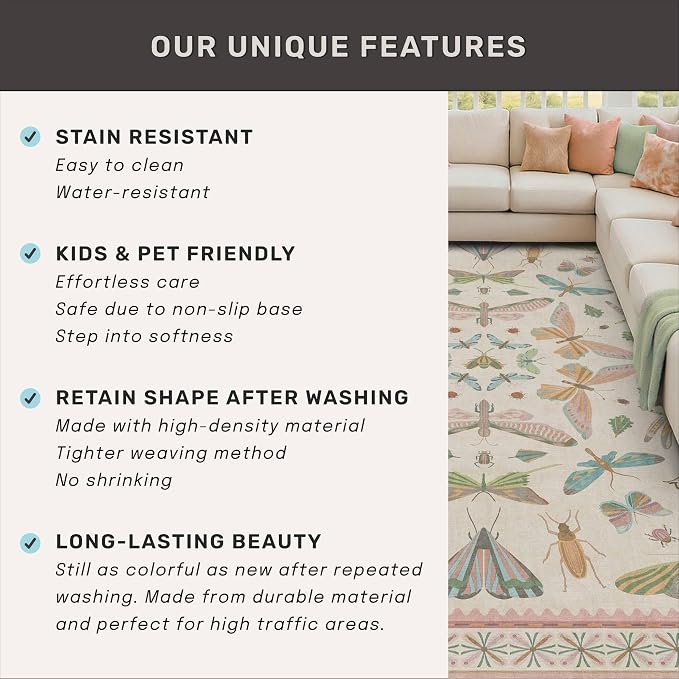 7x9 Cute Insect Rugs for Girls Bedroom - Image 7