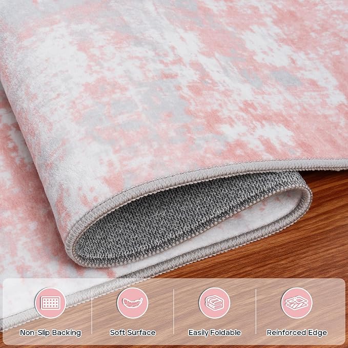 Aelenmu 8x10 Area Rugs for Living Room Bedroom Dining Room Washable Pink | Soft - Image 4