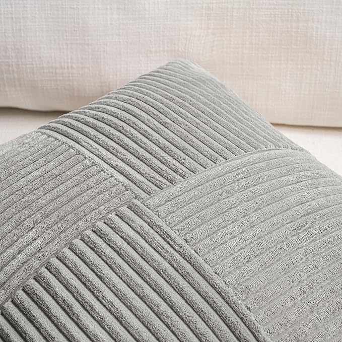 Fancy Homi 2 Packs Grey Lumbar Decorative Throw Pillow Covers 20x28 Inch - Image 3