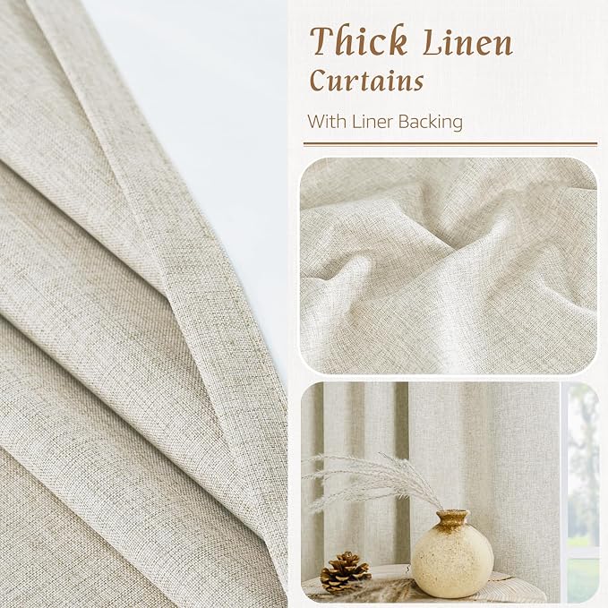 Stone 100% Blackout Linen Curtains - Image 7