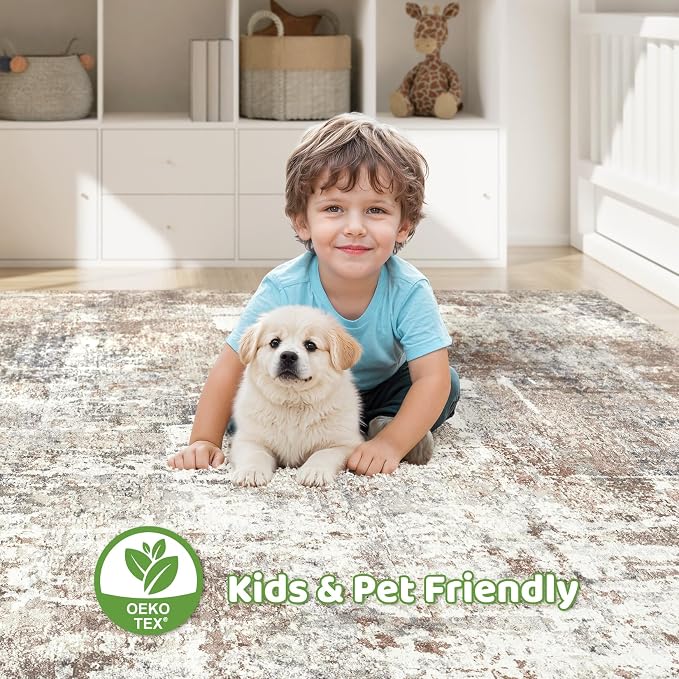LOONGRUG 8x12 Area Rug Washable Large Neutral Modern Living Room Rugs | - Image 7
