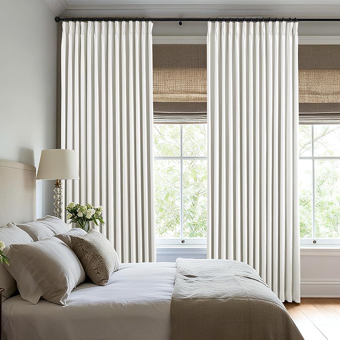 Pinch Pleated Linen Curtains 100% Blackout 63 Inches Long - Image 4