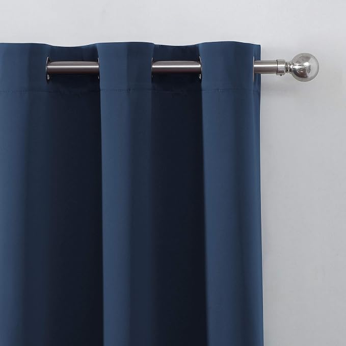 Blackout Curtains 66 x 84 inch/Navy Blue Curtains Set of 2 Panels/Thermal - Image 7
