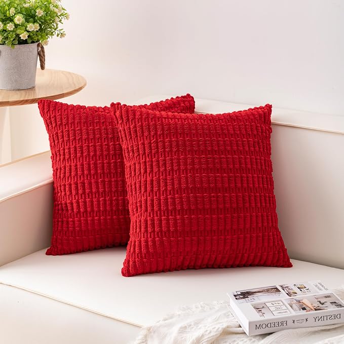 Aegero Pack of 2 Corduroy Decorative Throw Pillow Covers 16x16 Inch by Unknown